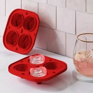Threshold Red Heart Silicone Ice Cube Mold 4 Cavity BPA Free Freezer Dishwasher